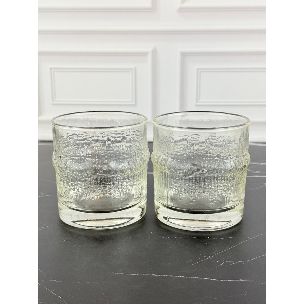 VTG PAIR (2) 1970s Iittala Niva Double Old Fashioned Whiskey Glasses ~ Mint!
